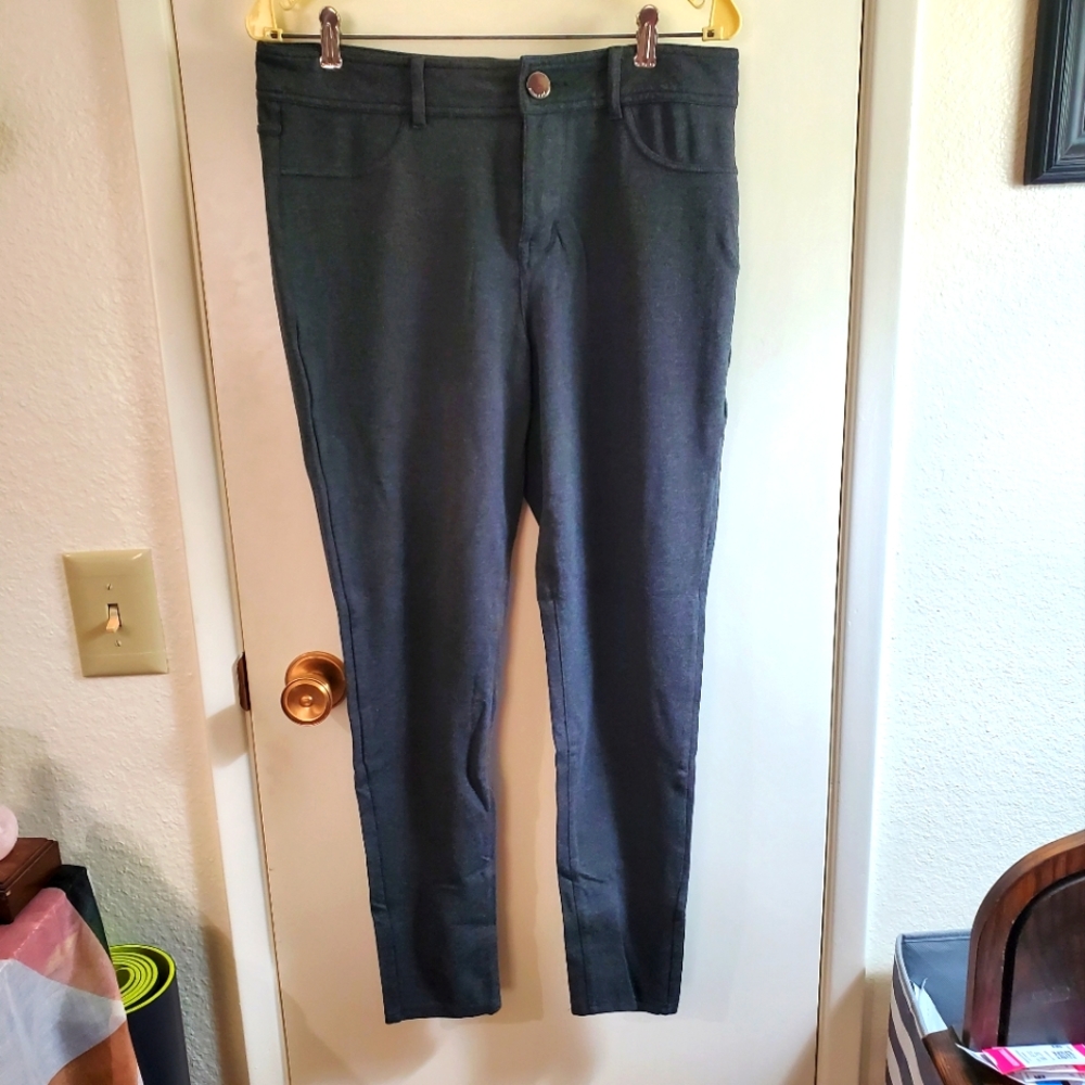 Two pairs of Seven brand, size 12, skinny stretch pants in grey and burgundy